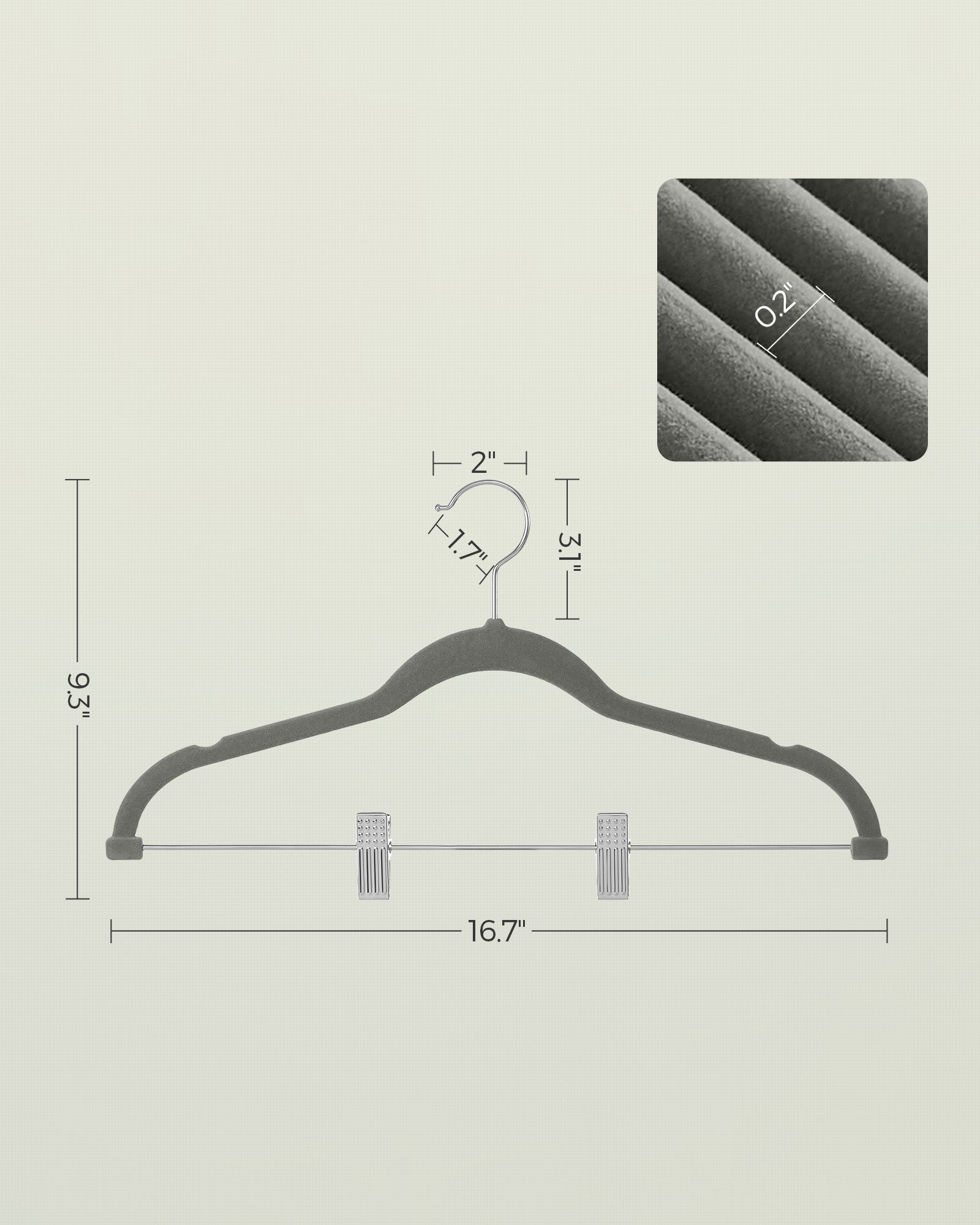 Set of 30 Velvet Trouser Hangers - Velvet - Slate Grey - Non-Slip with Clips