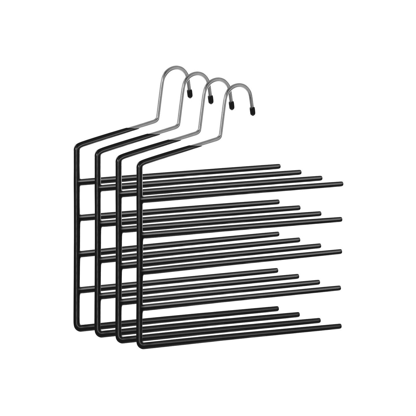 Set of 4 Non-Slip Trousers Hangers - Metal - Black