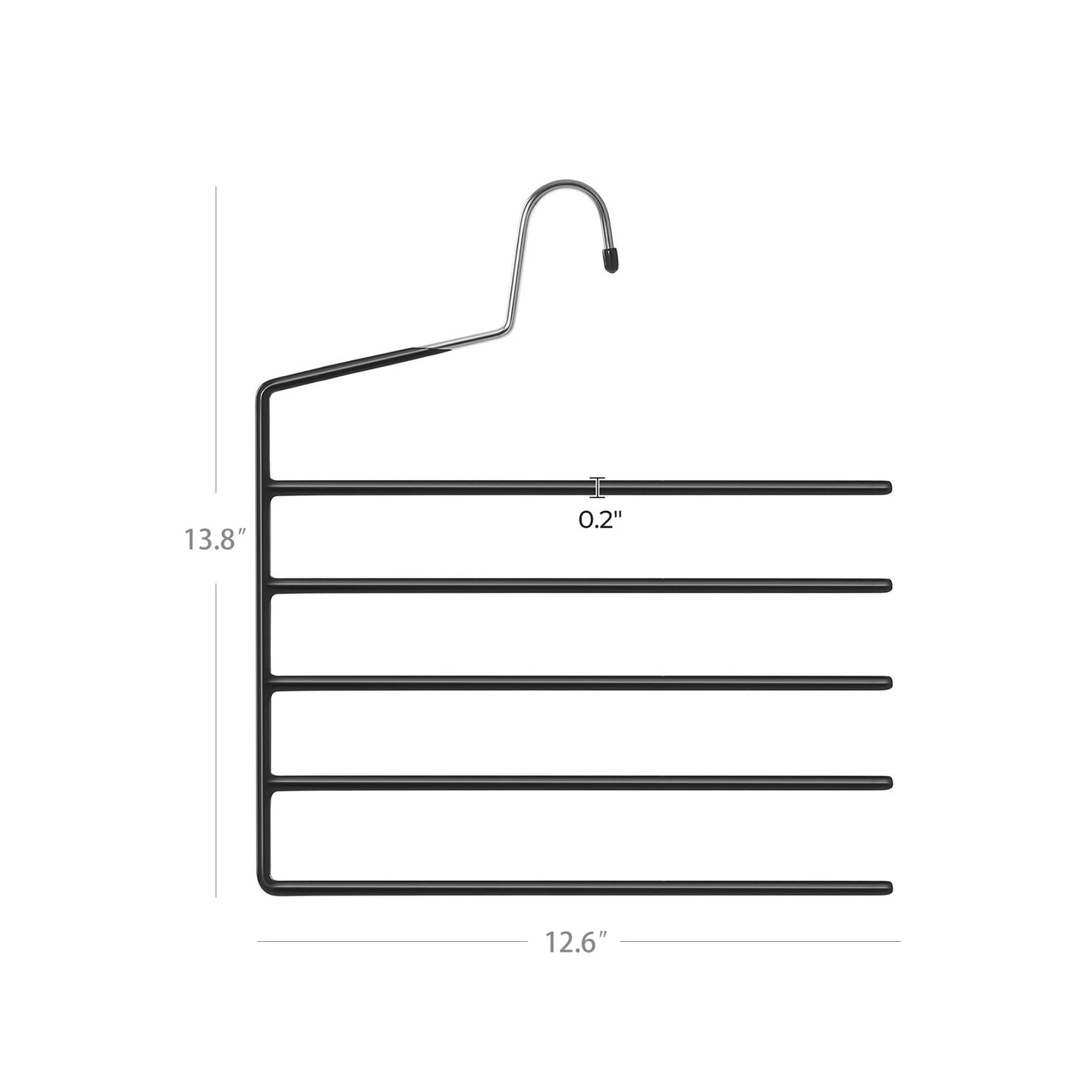 Set of 4 Non-Slip Trousers Hangers - Metal - Black