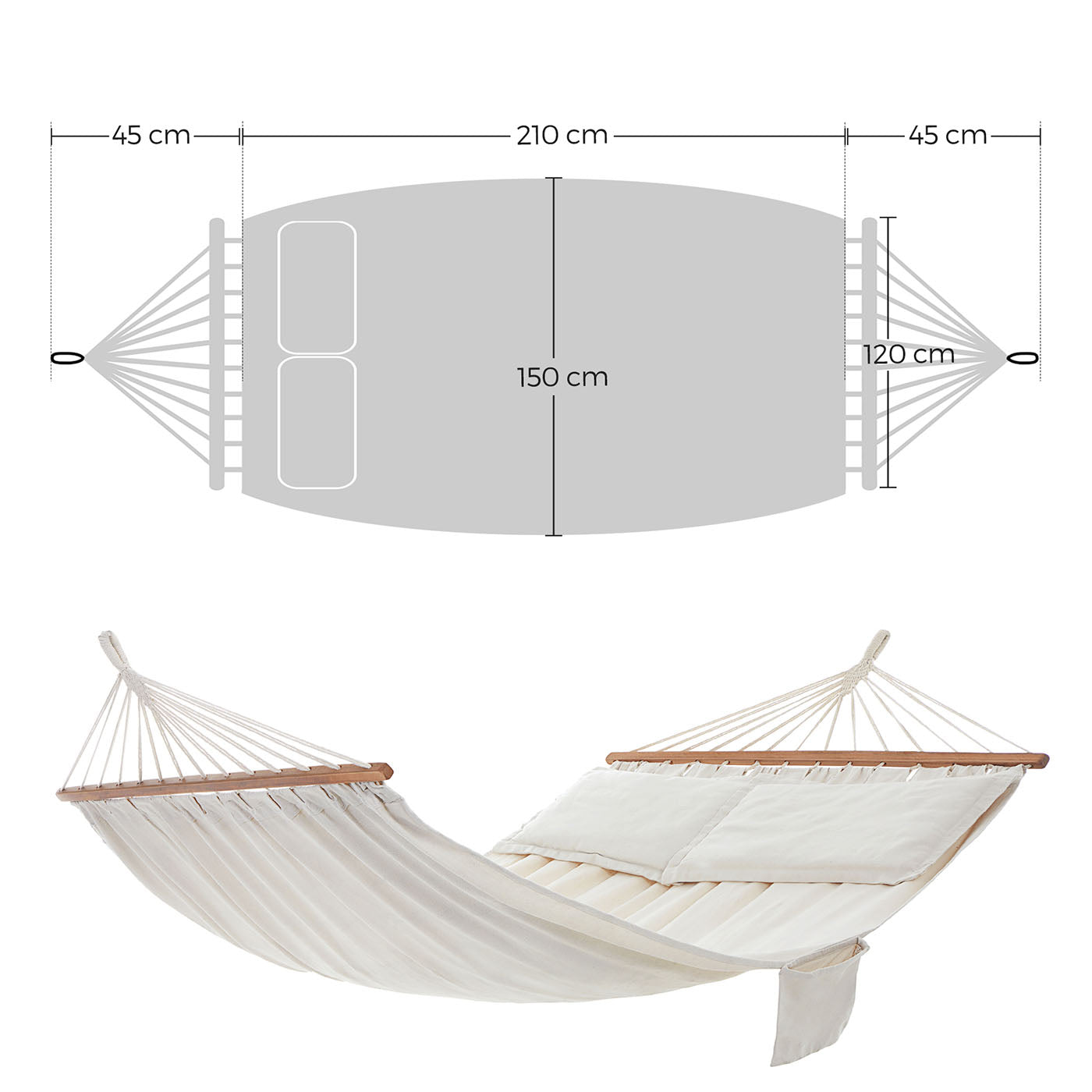 Hammock - 70% Cotton - Multicolor - Includes Two Pillows