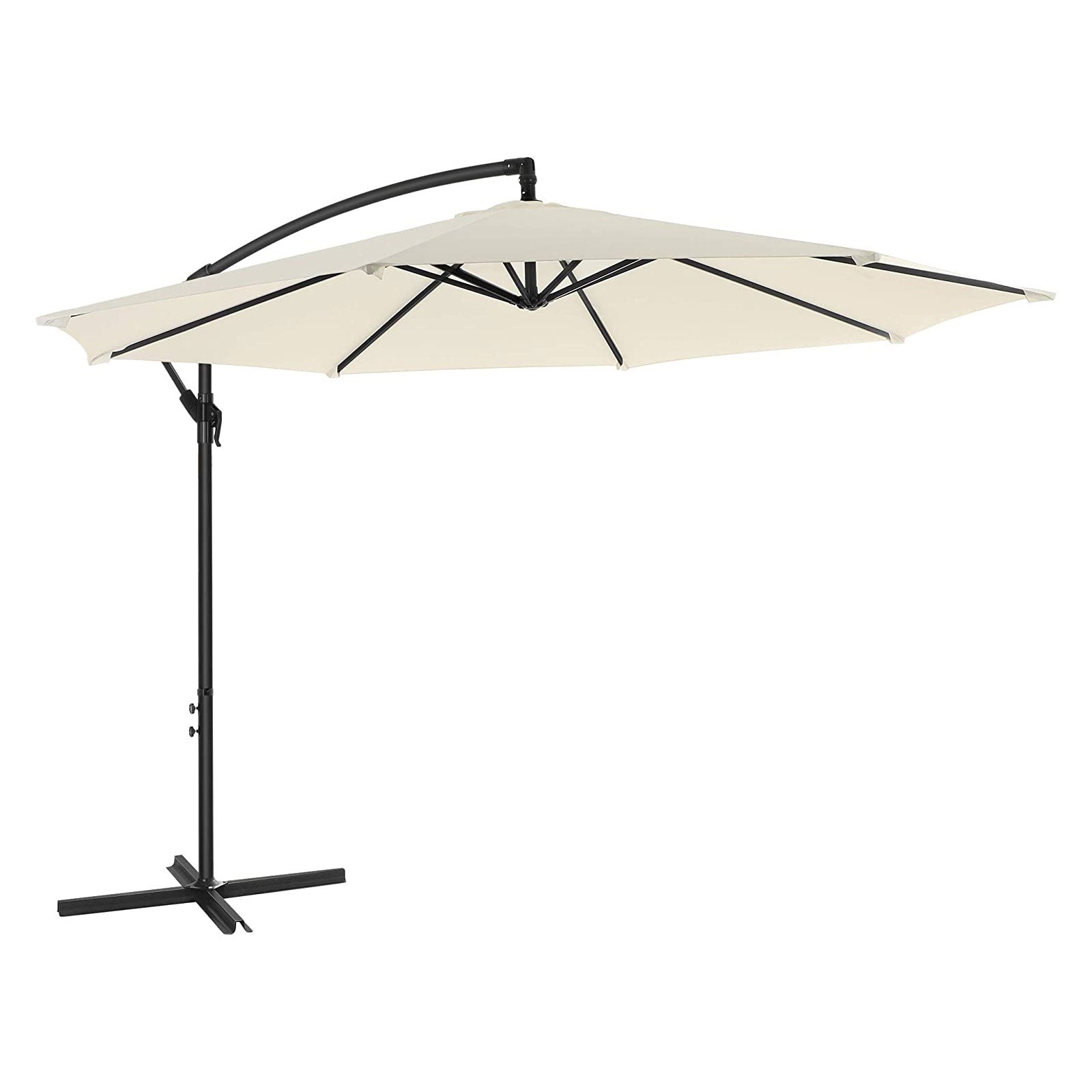 Cantilever Garden Patio Umbrella - Fabric - Grey - 3 m Offset Design with UPF 50+ Protection and Crank Mechanism