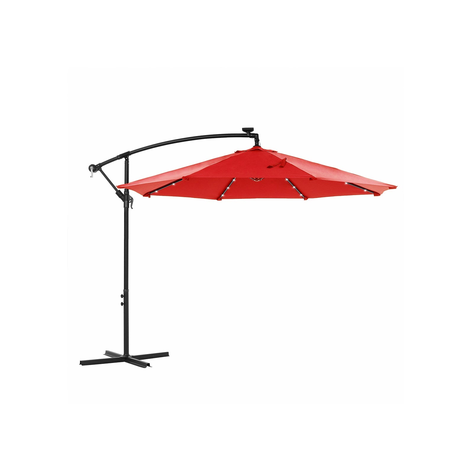 Cantilever Garden Patio Parasol - Fabric - Beige - Solar-Powered LED Lights