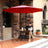 Cantilever Garden Patio Parasol - Fabric - Red - Solar-Powered LED Lights