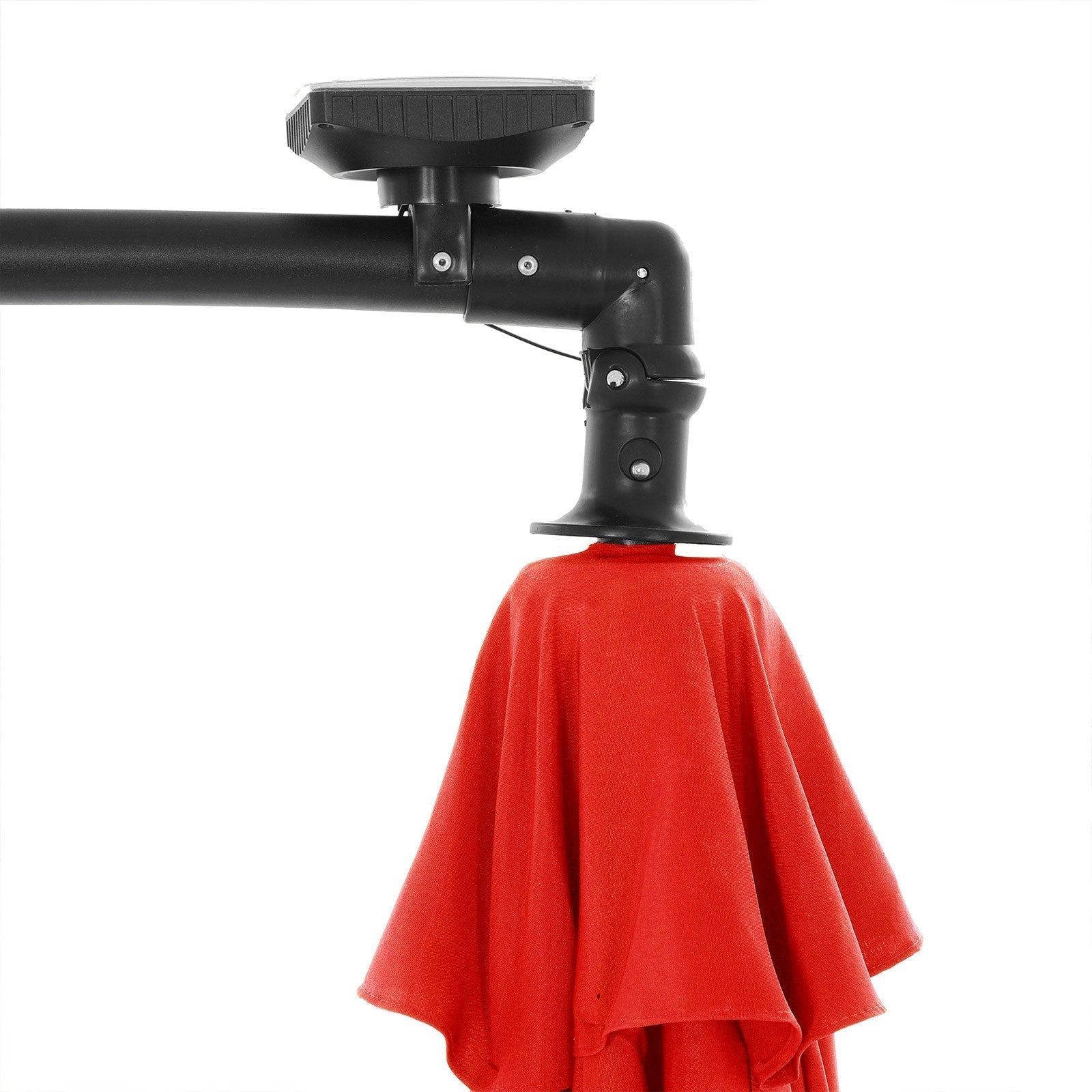 Cantilever Garden Patio Parasol - Fabric - Red - Solar-Powered LED Lights