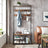 Coat Rack and Shoe Bench - Metal - Rustic Brown and Black - 9 Removable Hooks