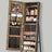 Jewelry Cabinet - Wood - White - Full Length Mirror with Lockable Storage and Wheels
