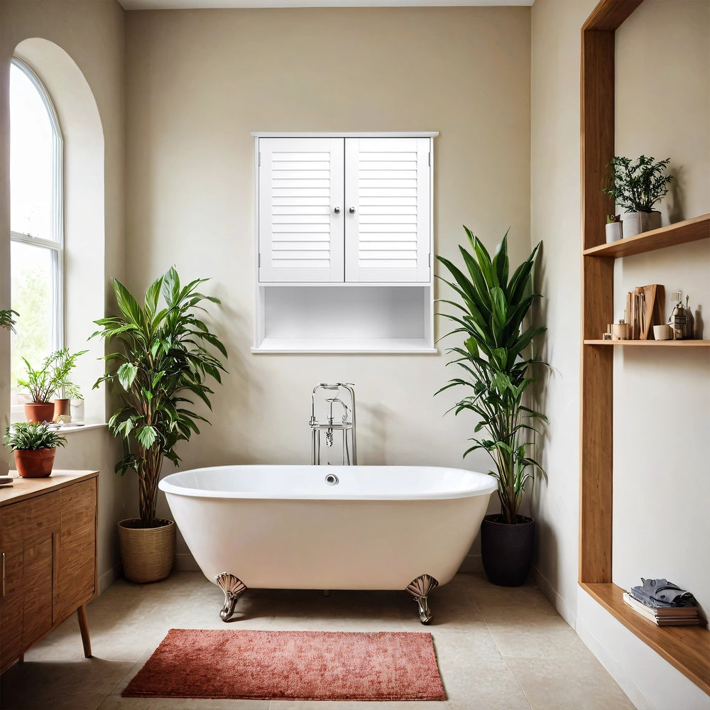 Bathroom Wall Cabinet - 60L - MDF - Adjustable Shelf