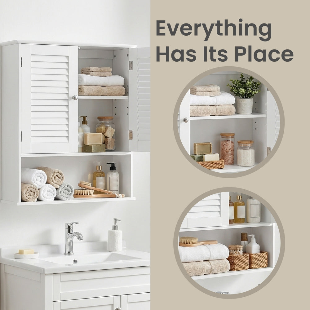 Bathroom Wall Cabinet - 60L - MDF - Adjustable Shelf