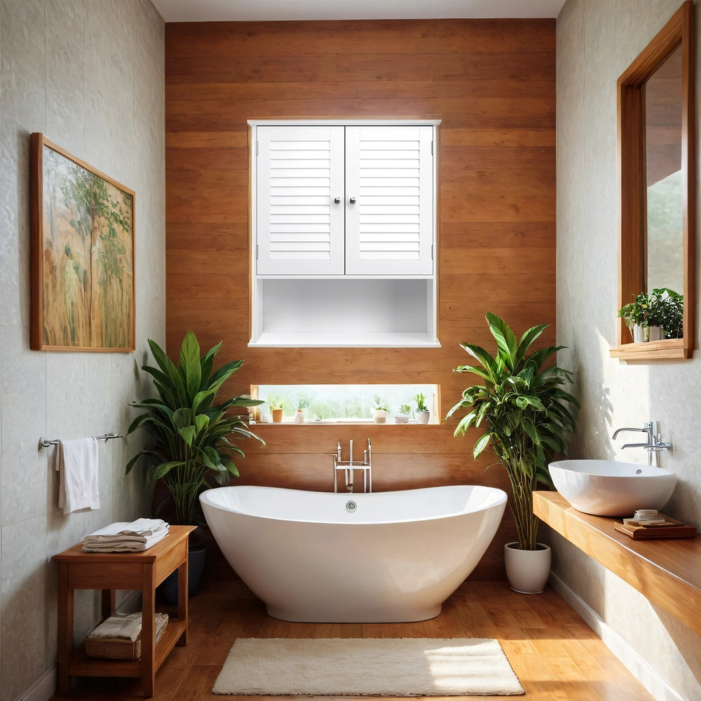 Bathroom Wall Cabinet - 60L - MDF - Adjustable Shelf