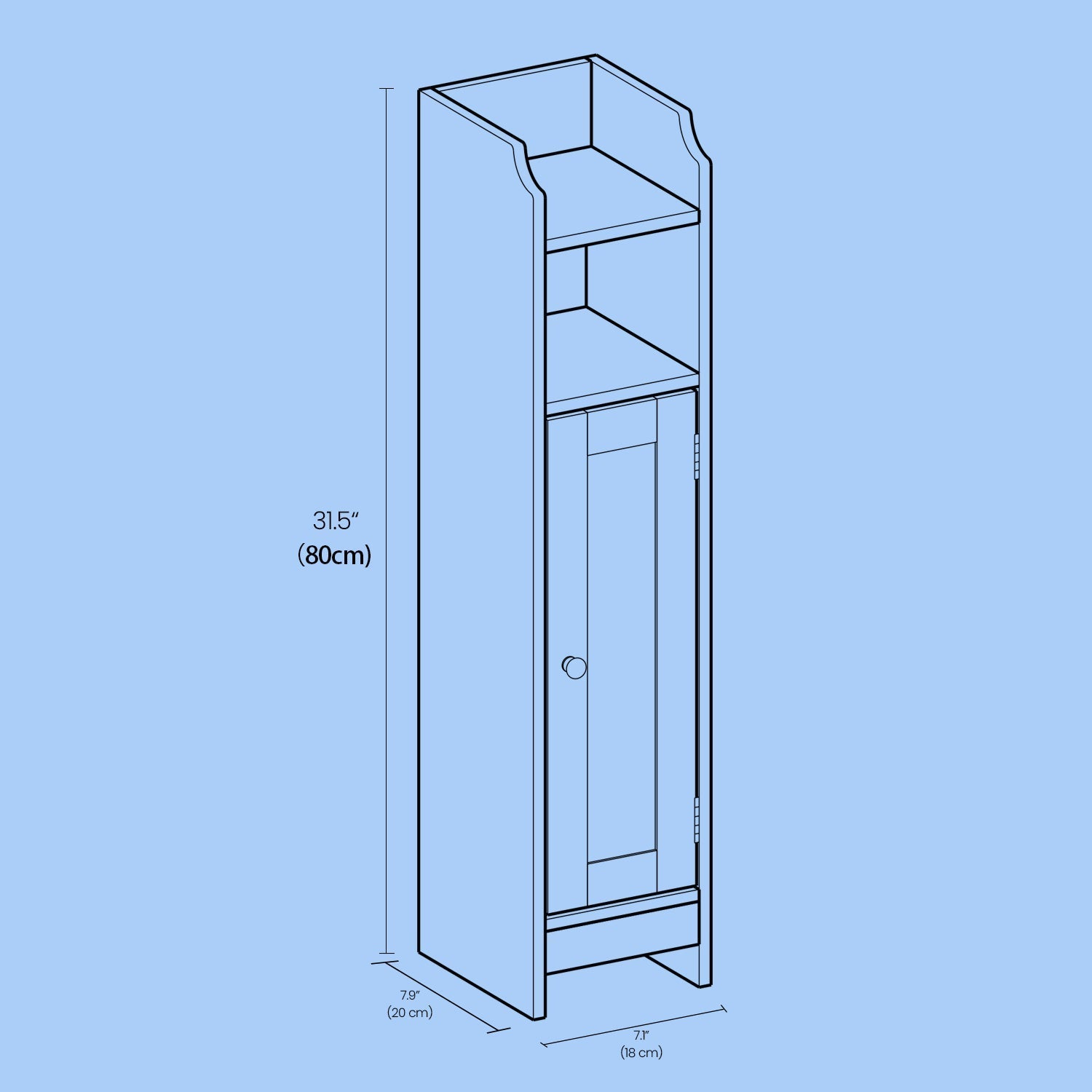 Narrow Bathroom Storage Cabinet - Wood - Dove Grey - Freestanding with Adjustable Shelves