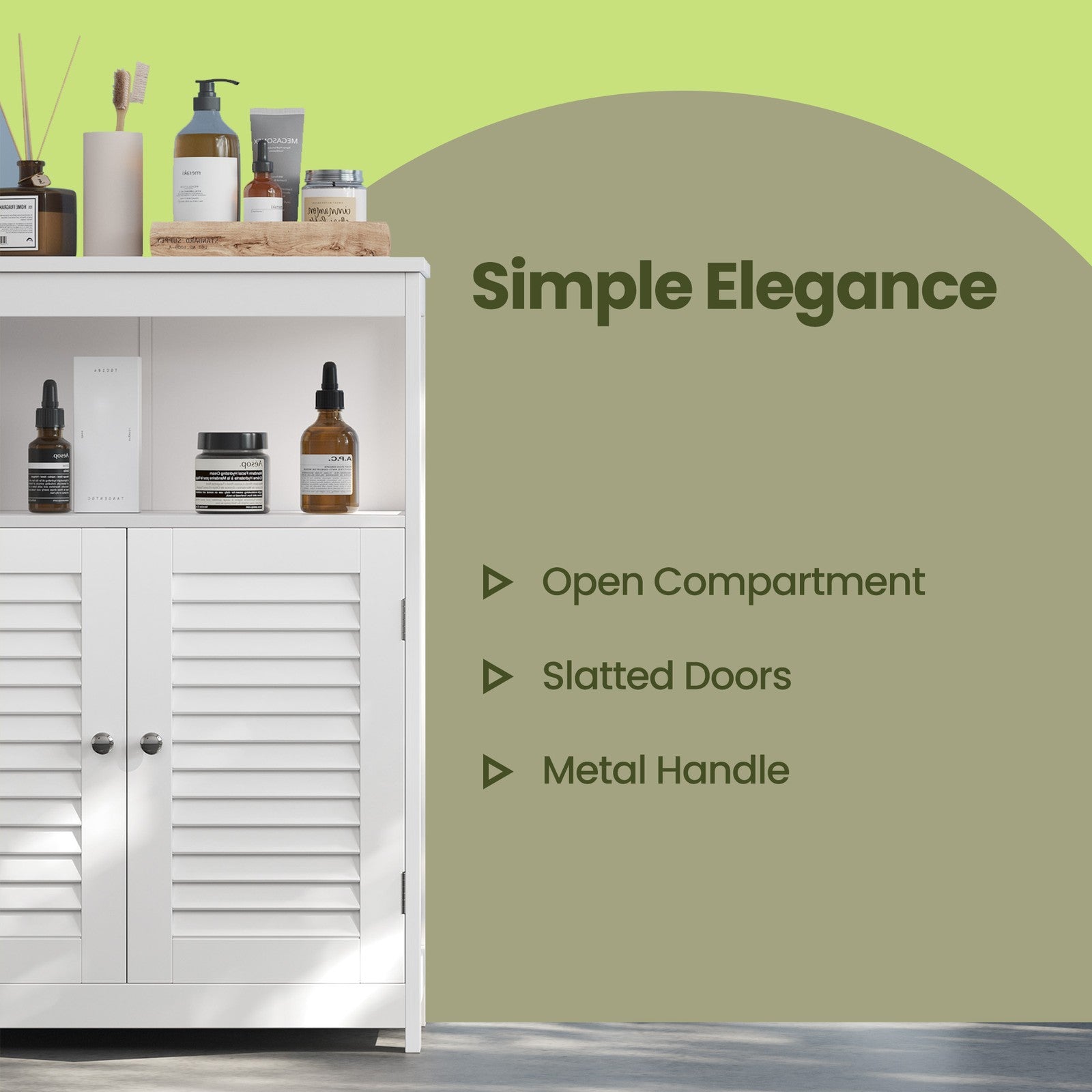 Bathroom Floor Cabinet - 80L - MDF - Freestanding