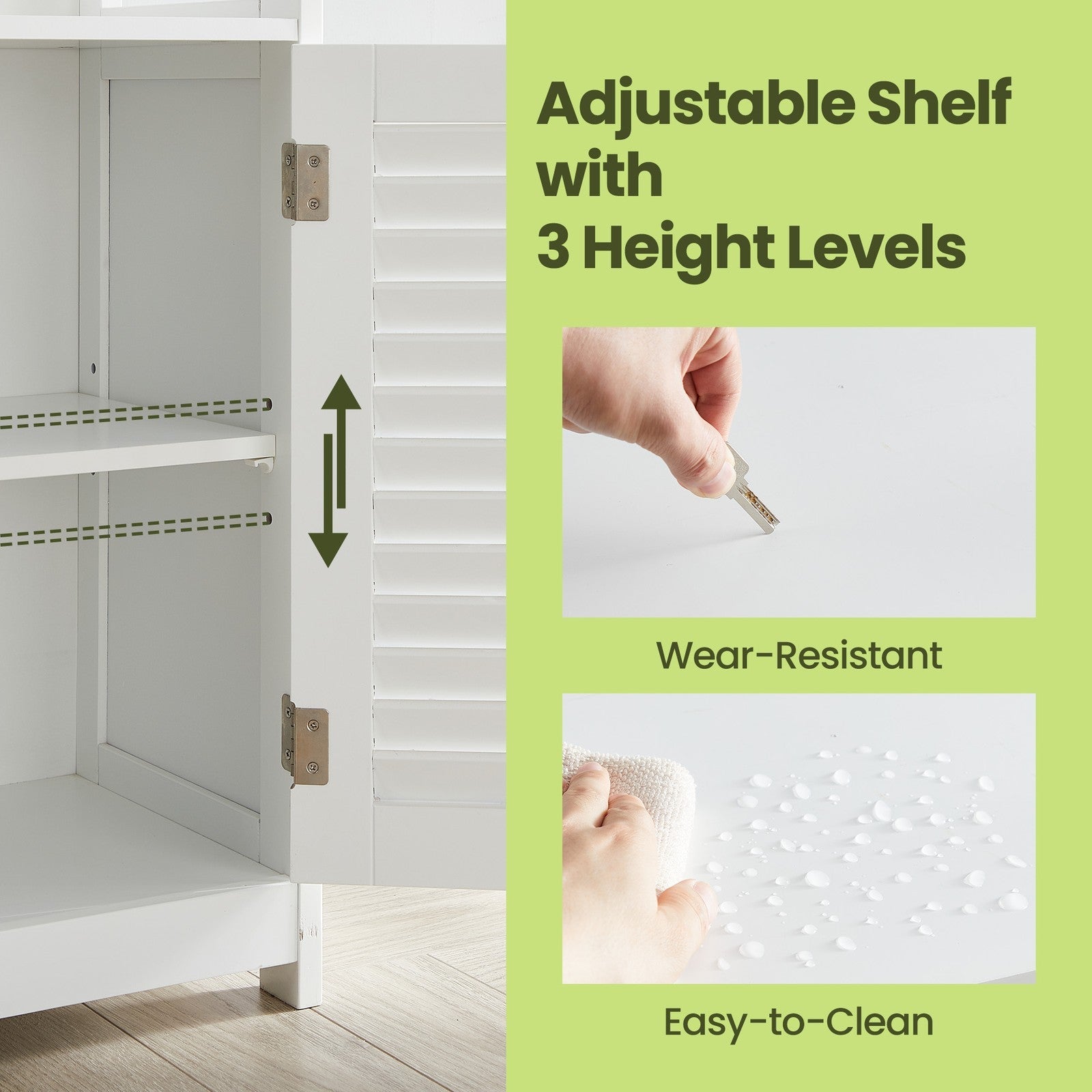 Bathroom Floor Cabinet - 80L - MDF - Freestanding