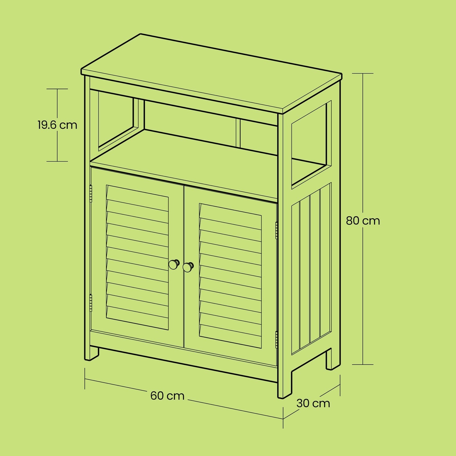 Bathroom Floor Cabinet - 80L - MDF - Freestanding
