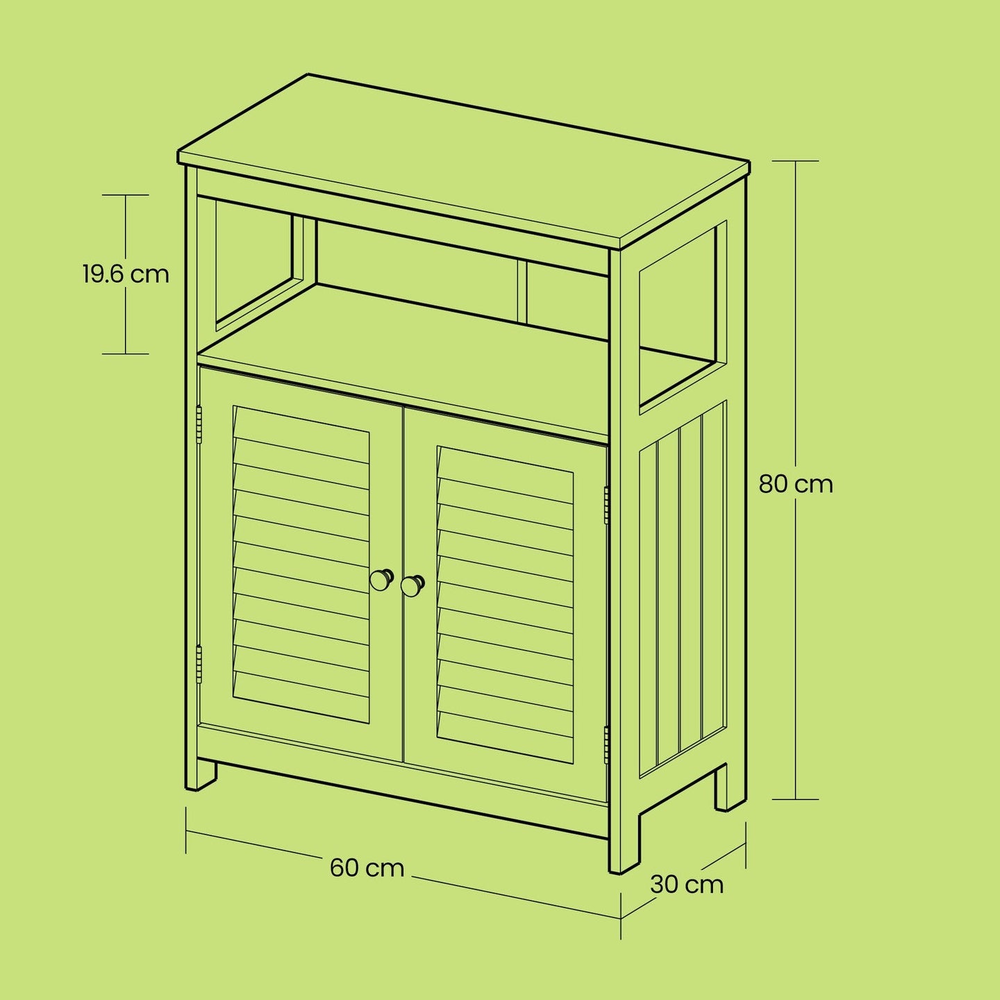 Bathroom Floor Cabinet - 80L - MDF - Freestanding