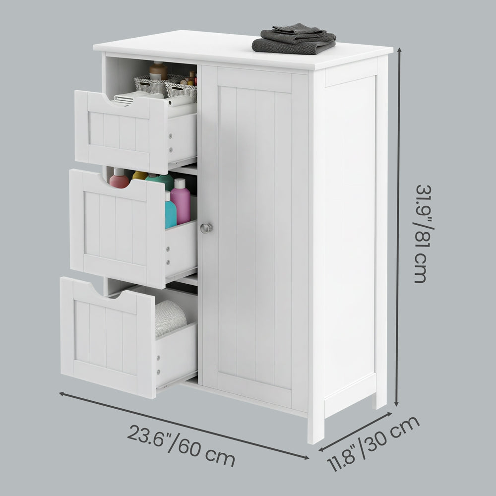 Bathroom Storage Organizer - MDF - White - with Adjustable Shelf