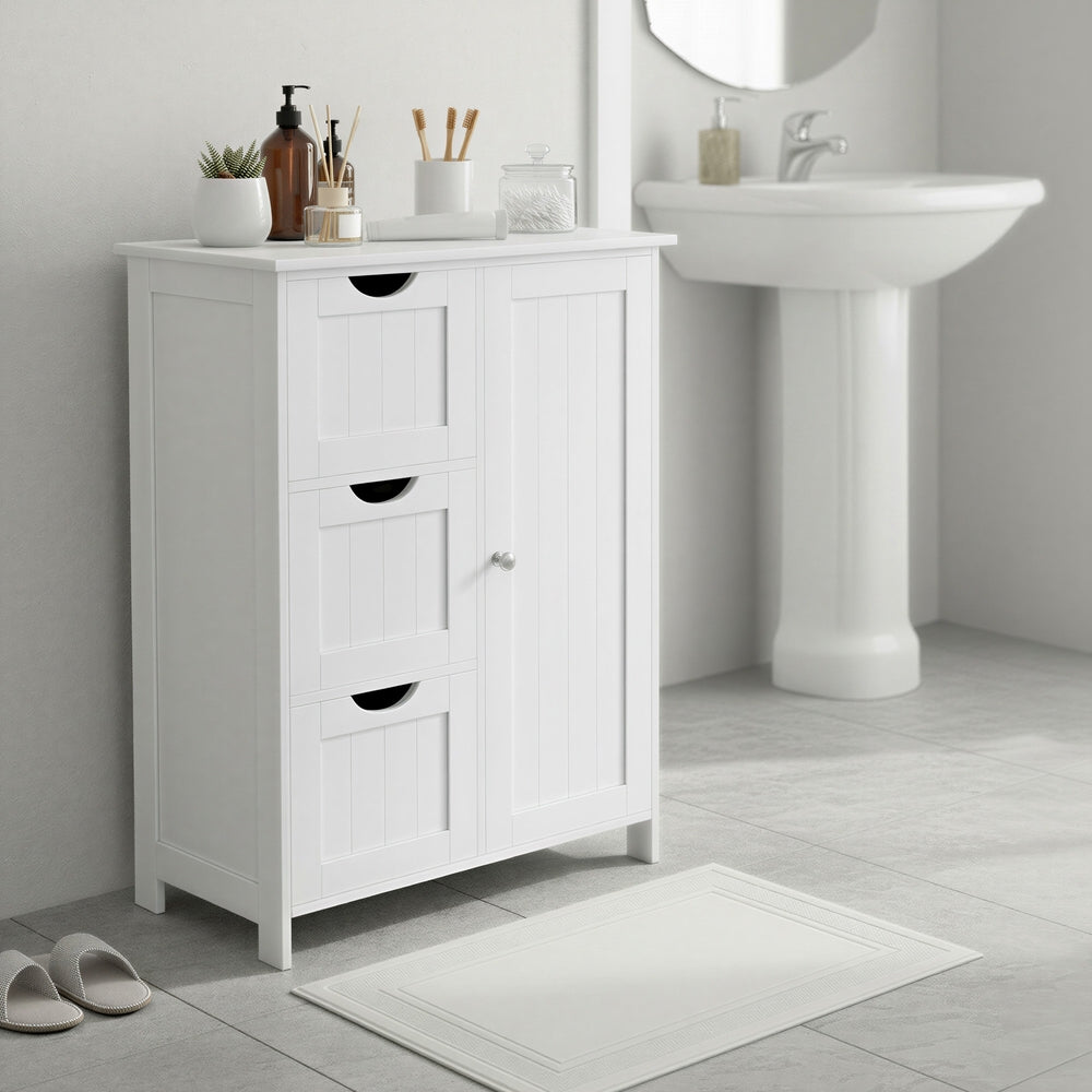 Bathroom Storage Organizer - MDF - White - with Adjustable Shelf