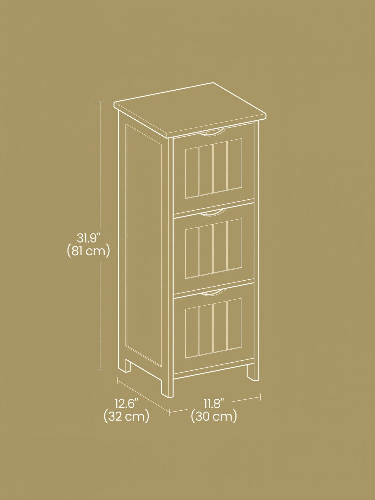 Free-Standing Storage Cabinet - 4 Drawers - Engineered Wood - Laurel Green