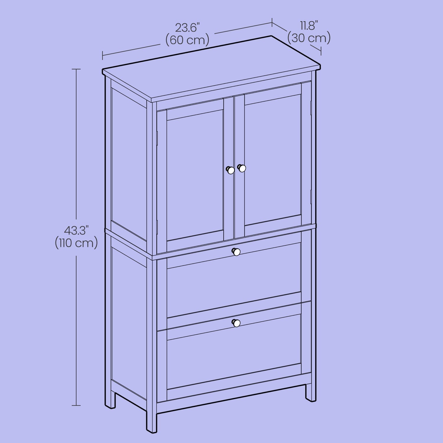 Freestanding Bathroom Storage Cabinet - Wood - White - Dual Drawer and Door Design with Adjustable Shelf