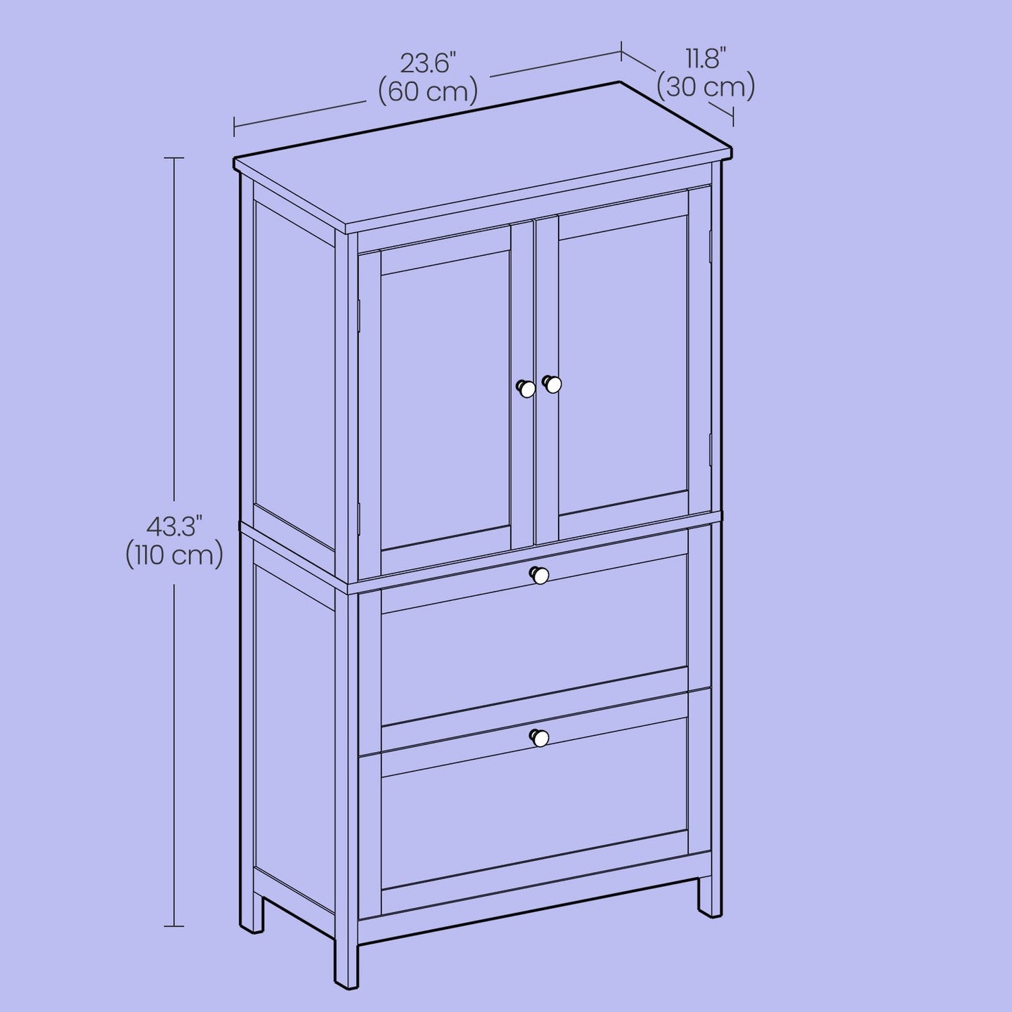 Freestanding Bathroom Storage Cabinet - Wood - White - Dual Drawer and Door Design with Adjustable Shelf