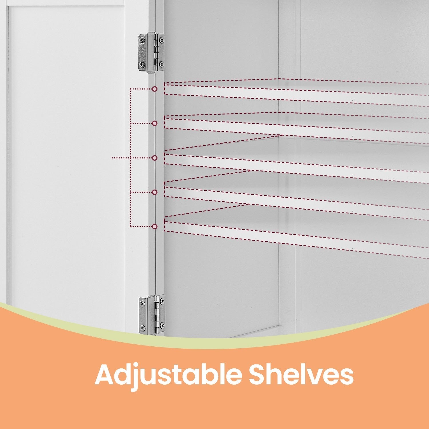 Freestanding Bathroom Storage Cabinet - Wood - White - Four Doors with Adjustable Shelves