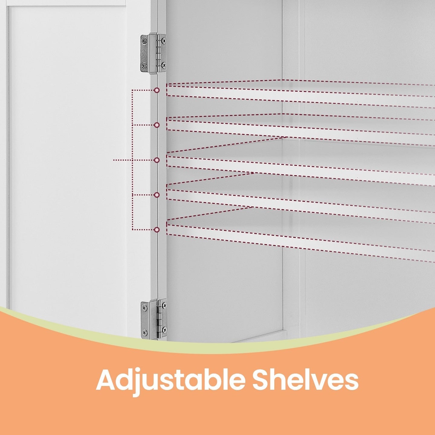 Freestanding Bathroom Storage Cabinet - Wood - White - Four Doors with Adjustable Shelves