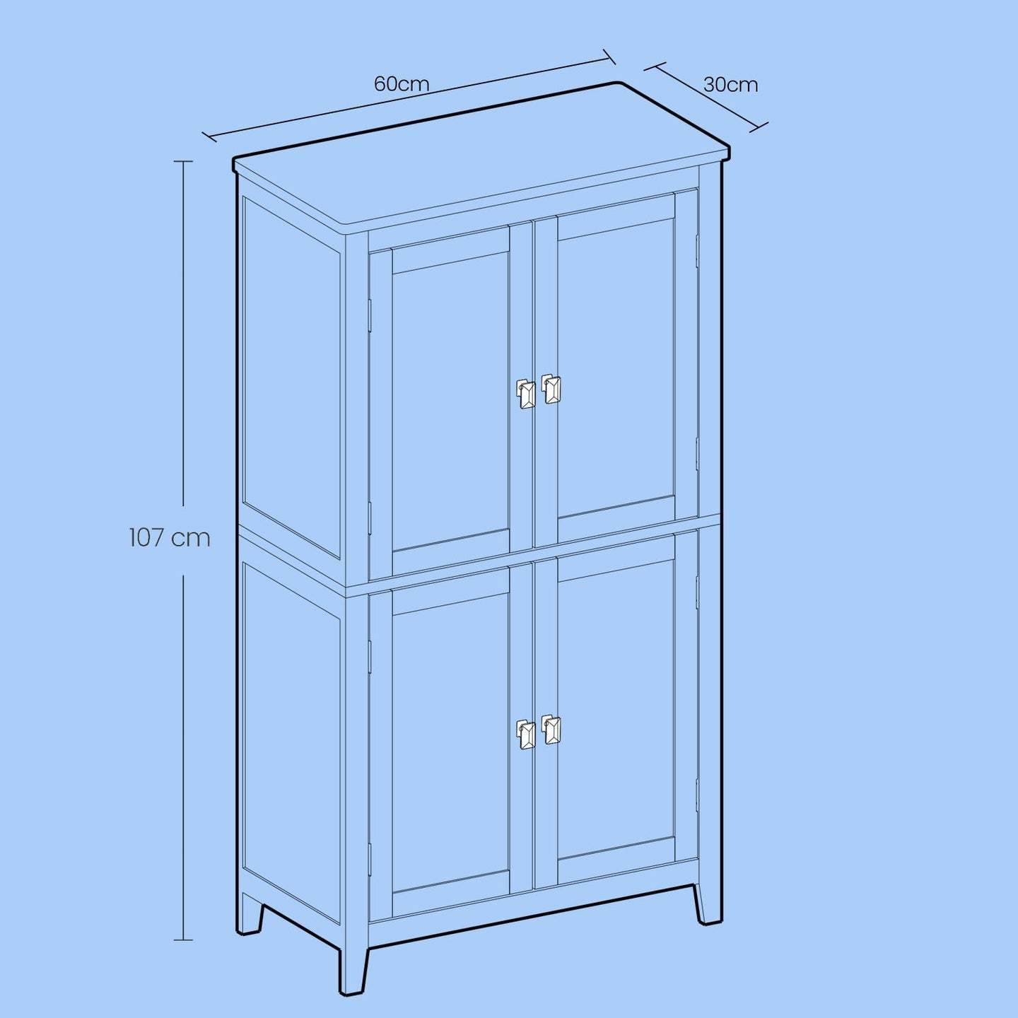 Freestanding Bathroom Storage Cabinet - Wood - White - Four Doors with Adjustable Shelves