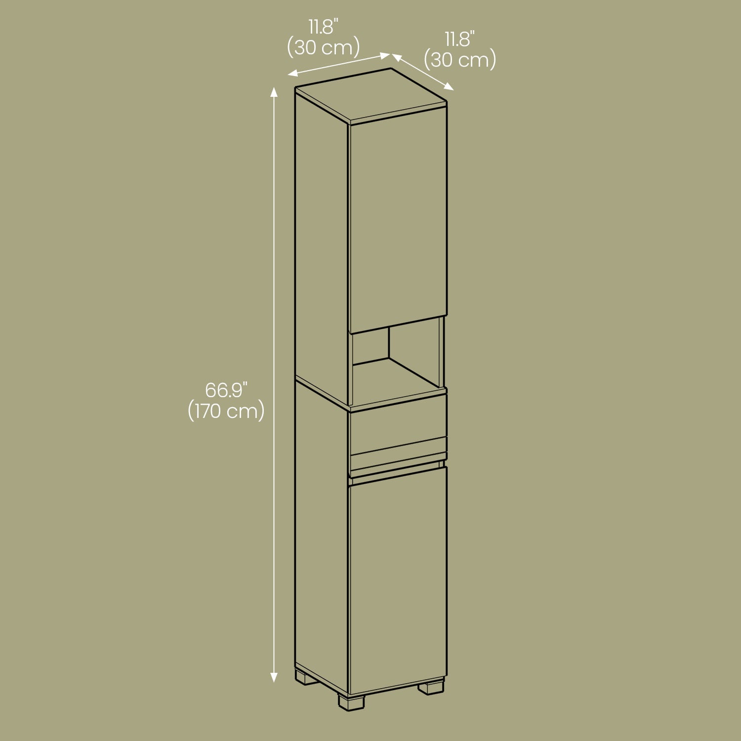 Tall Bathroom Cabinet - Wood - White - Slim Storage Solution