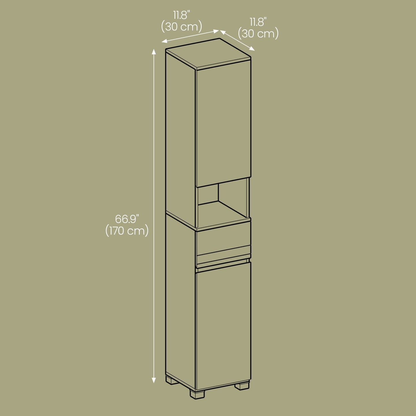 Tall Bathroom Cabinet - Wood - White - Slim Storage Solution