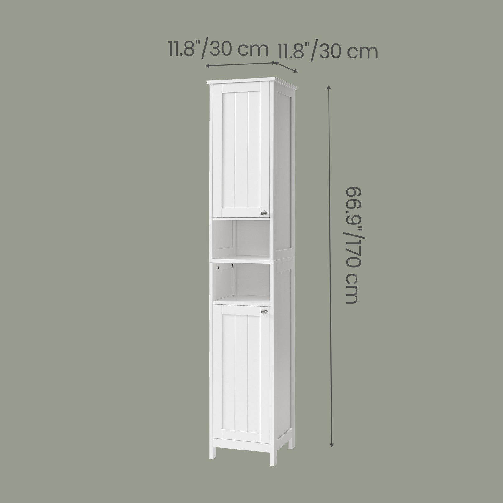 Tall Freestanding Storage Cabinet - White - Slim Design