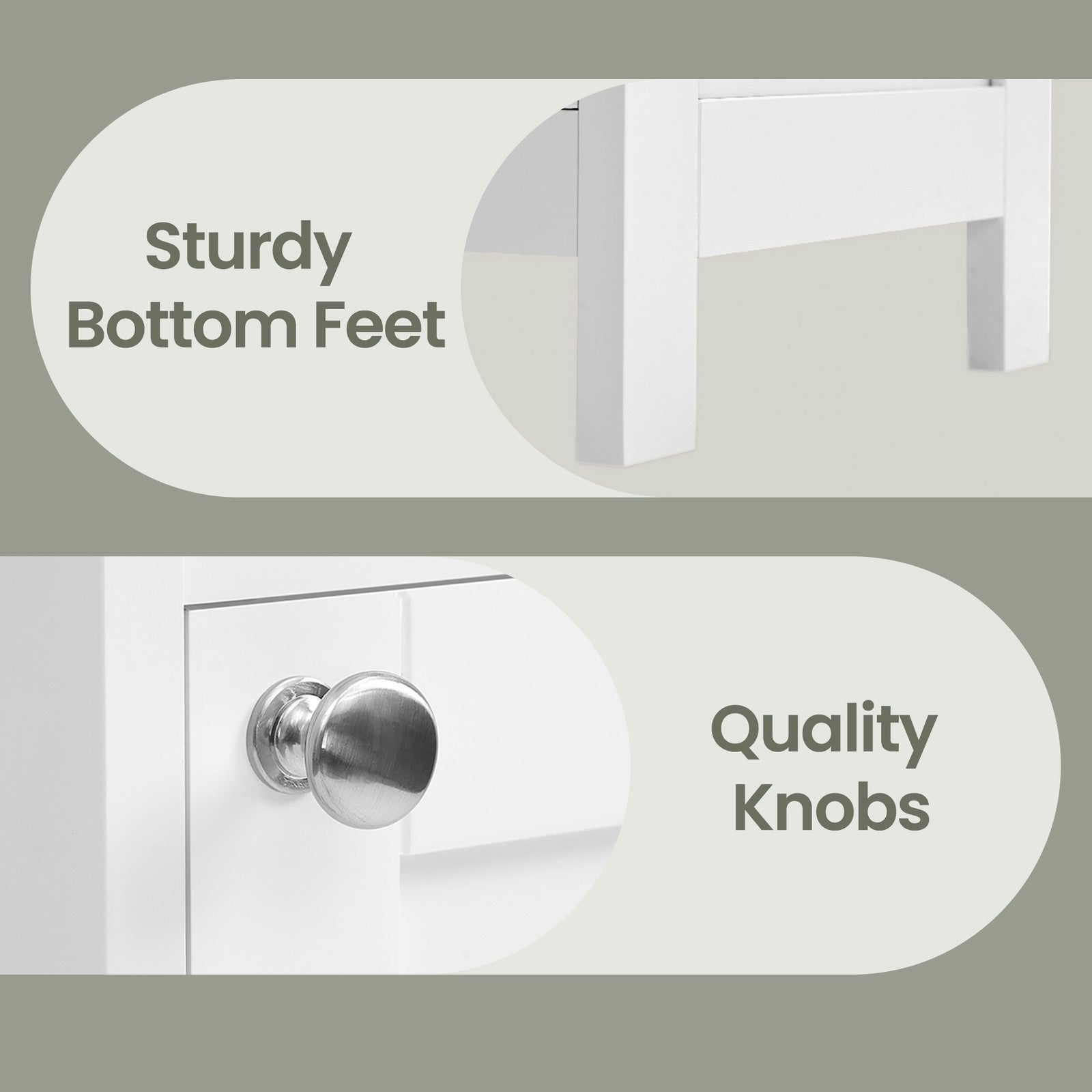 Tall Freestanding Storage Cabinet - White - Slim Design