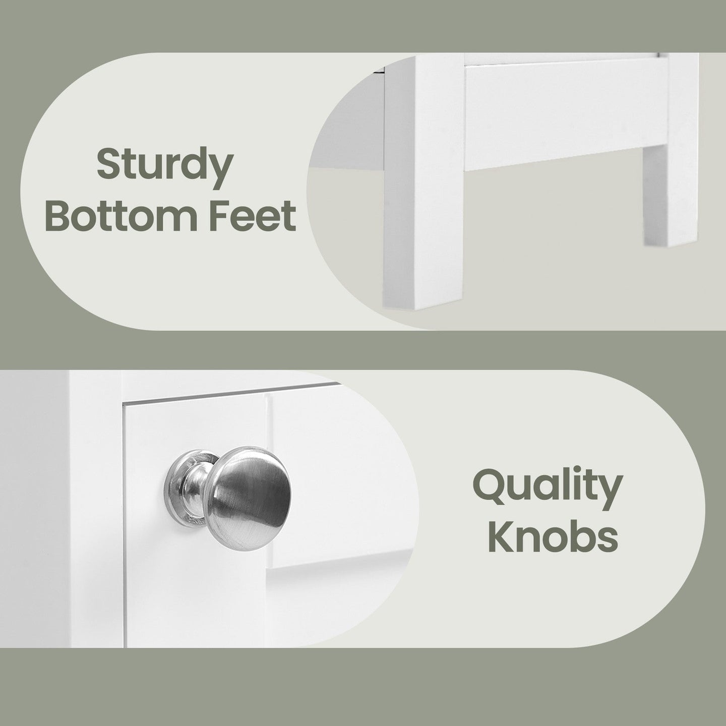 Tall Freestanding Storage Cabinet - White - Slim Design
