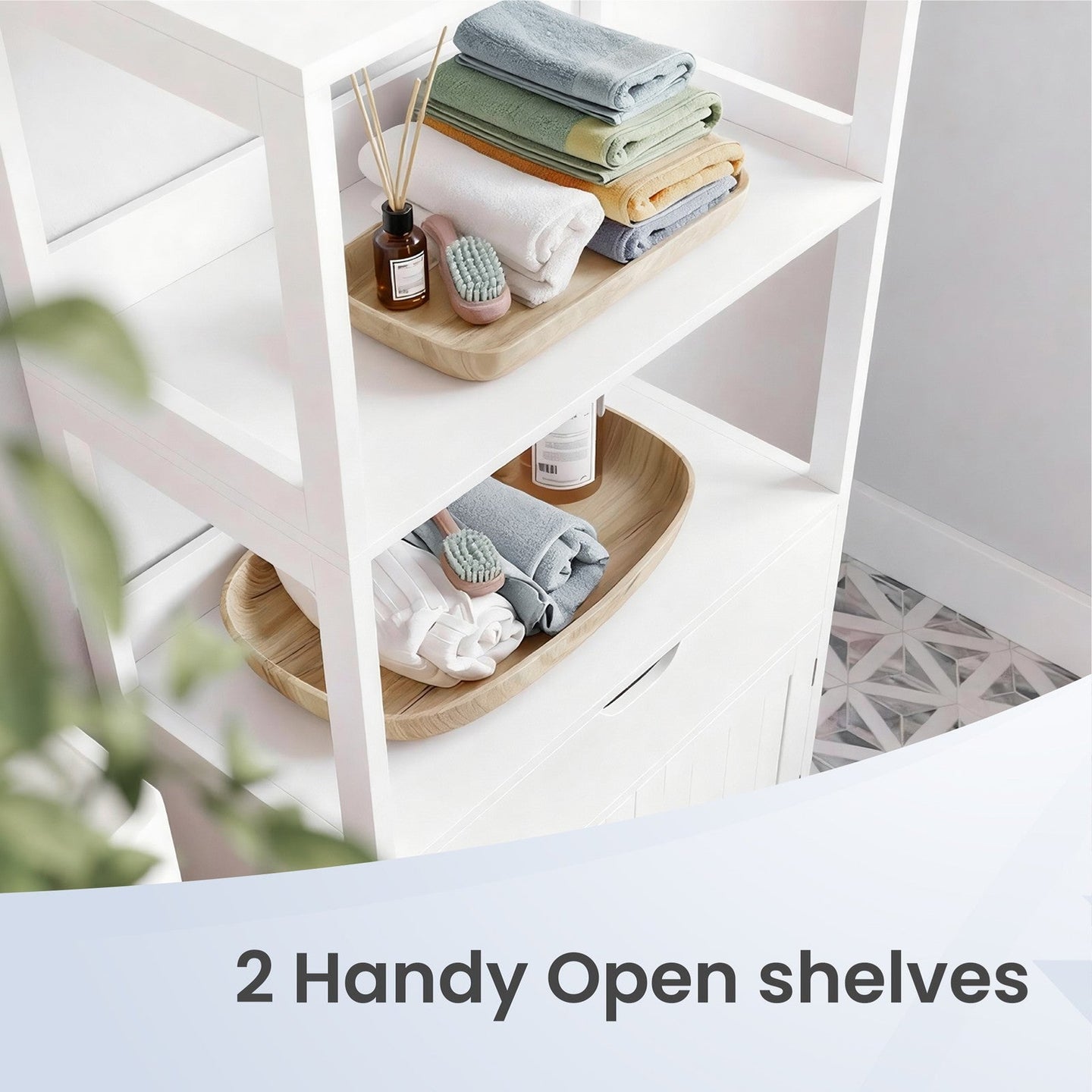 Bathroom Storage Cabinet - 122L - MDF - 2 Open Shelves