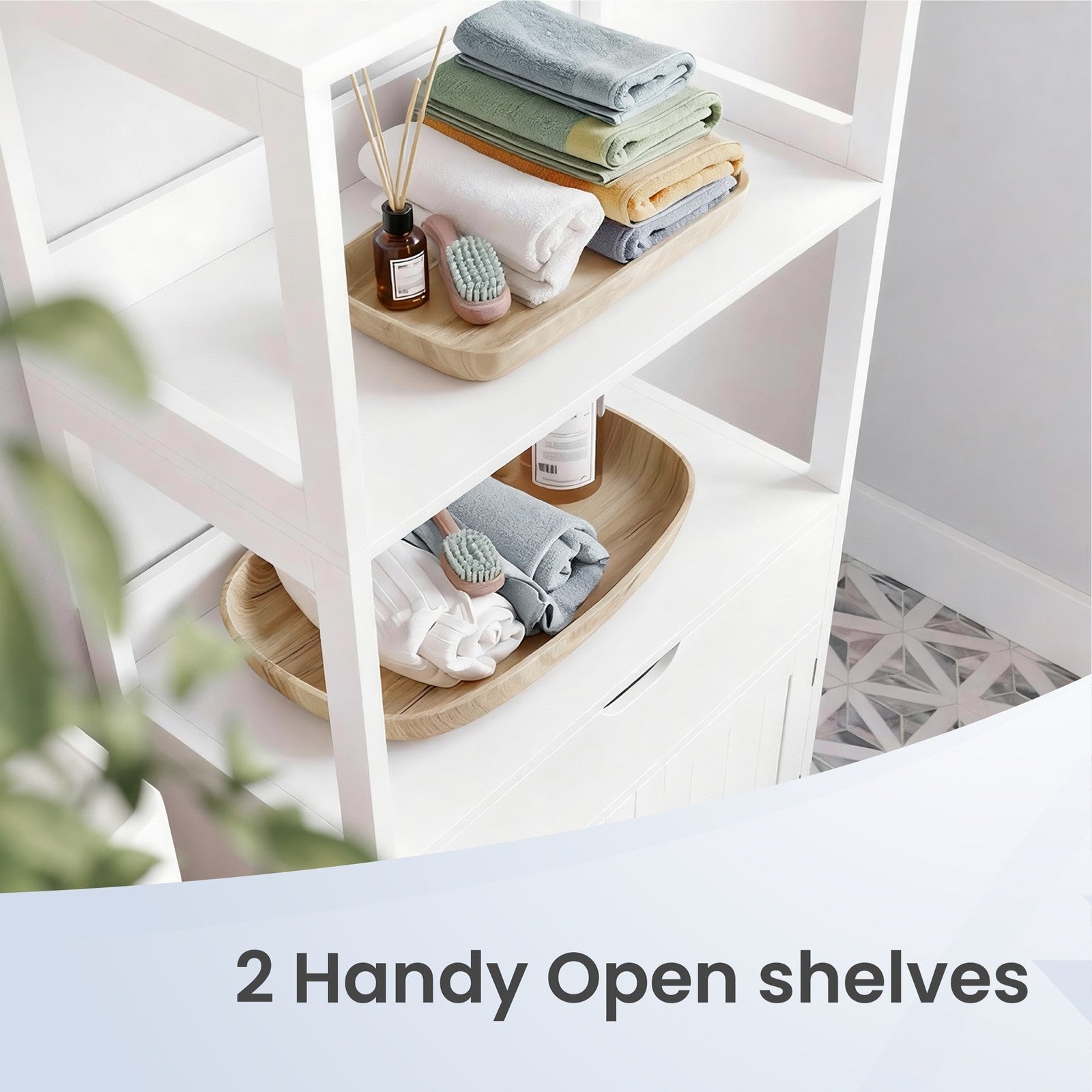 Bathroom Storage Cabinet - 122L - MDF - 2 Open Shelves