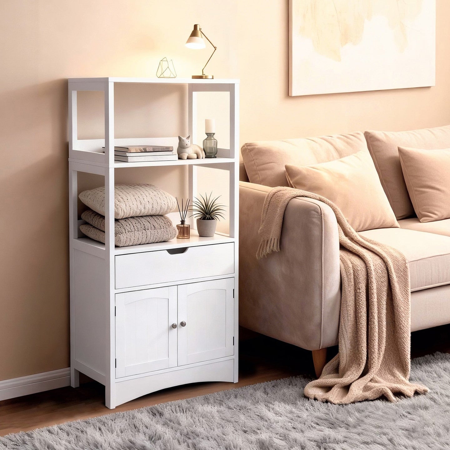 Bathroom Storage Cabinet - 122L - MDF - 2 Open Shelves
