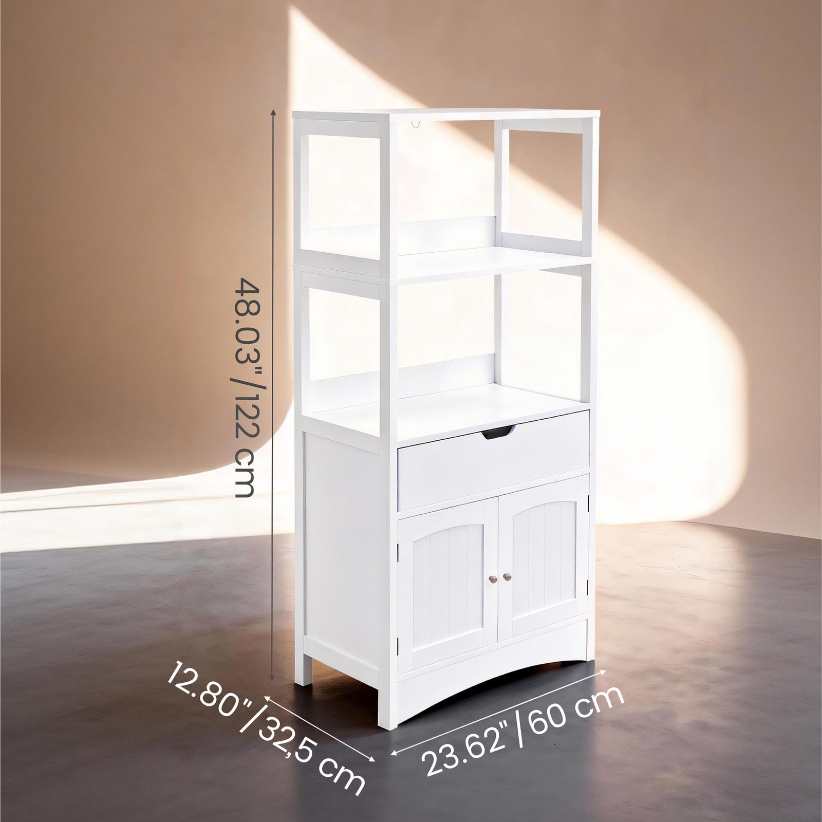 Bathroom Storage Cabinet - 122L - MDF - 2 Open Shelves