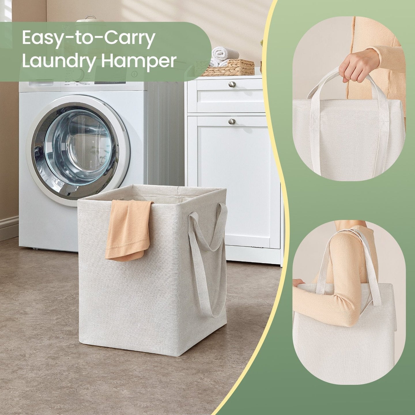 Bathroom Cabinet - Wood - Cloud White - Removable Laundry Basket with Drawer