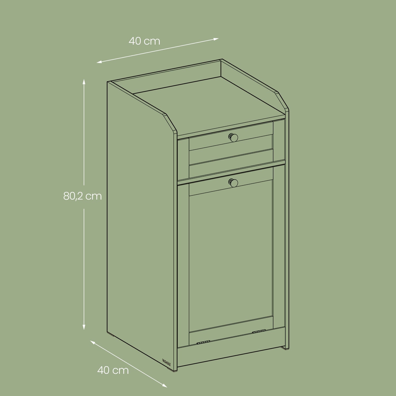 Bathroom Cabinet - Wood - Cloud White - Removable Laundry Basket with Drawer