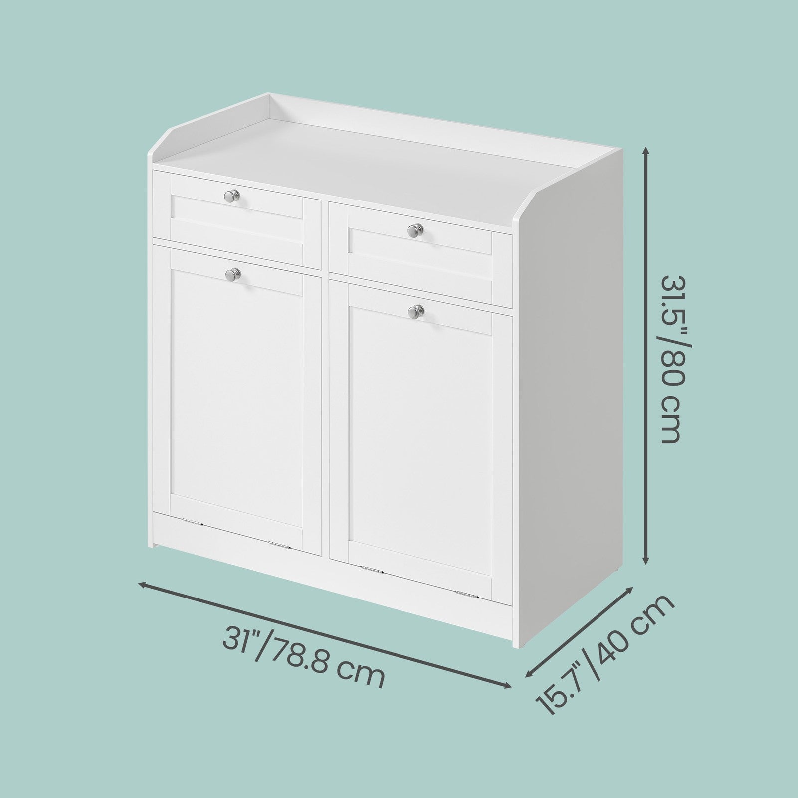 Laundry Hamper Cabinet - Wood - Cloud White - 2 Removable Baskets with Handles