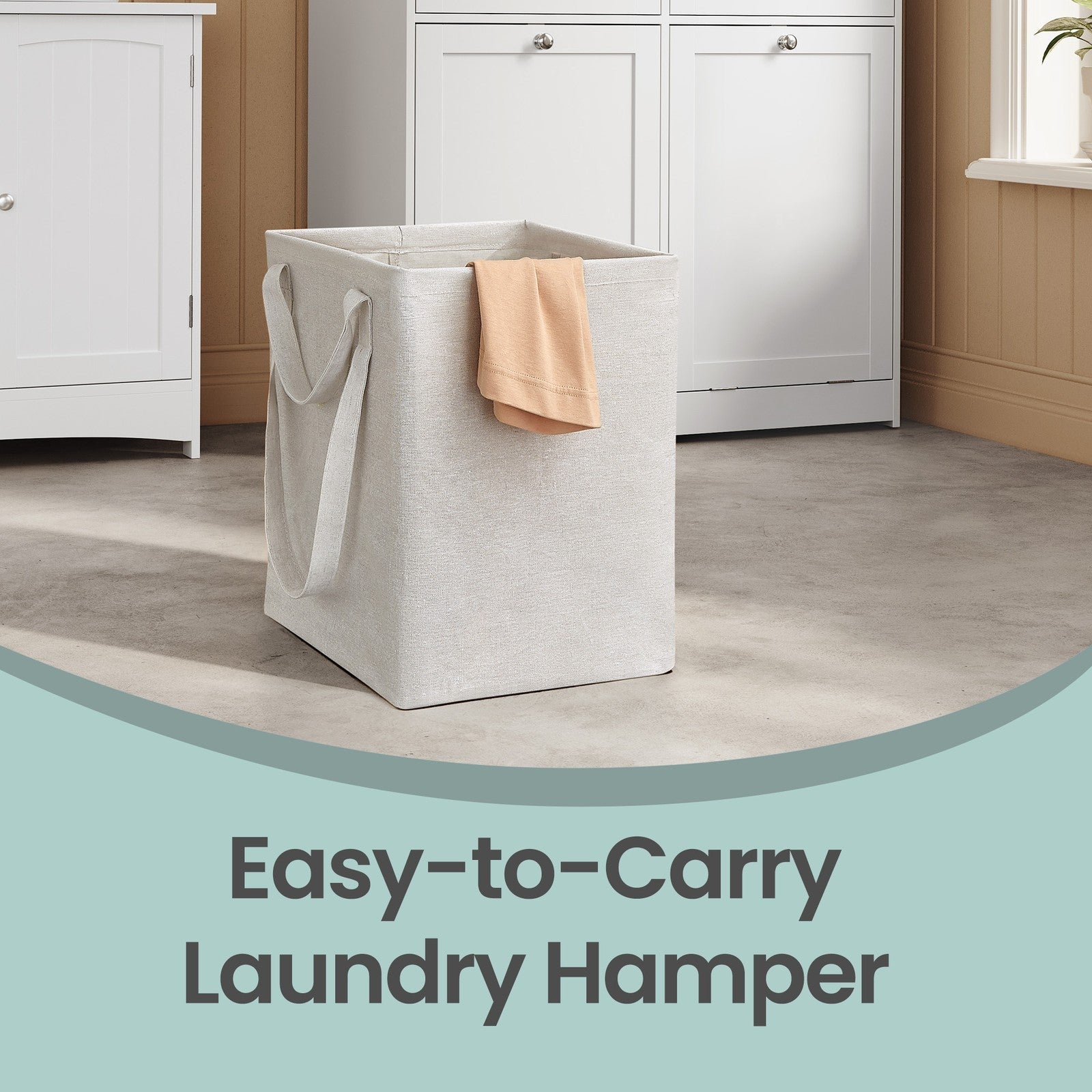 Laundry Hamper Cabinet - Wood - Cloud White - 2 Removable Baskets with Handles