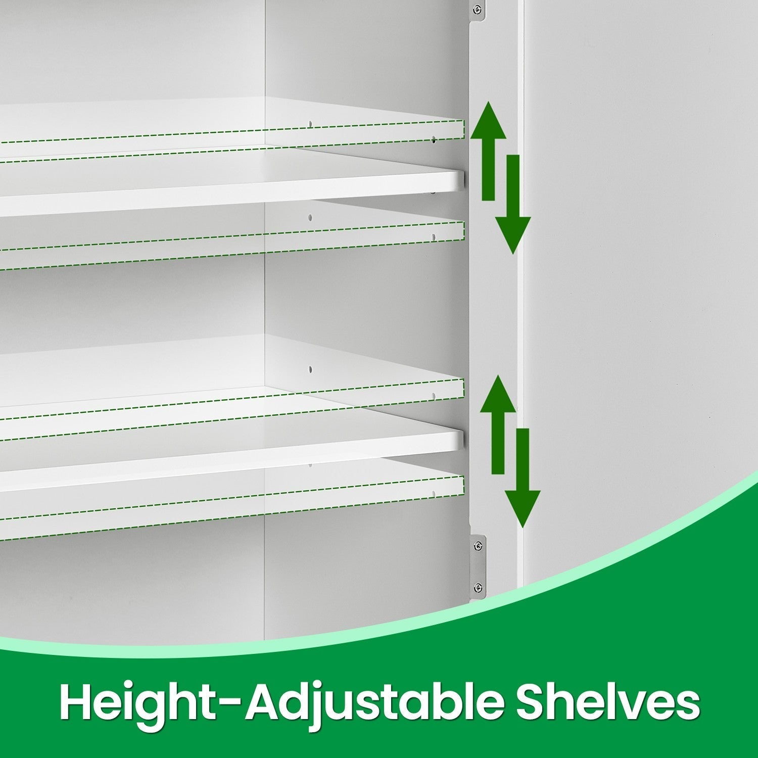 Bathroom Floor Cabinet - Engineered Wood - Cloud White - 100 cm Tall with 2 Doors and 2 Adjustable Shelves