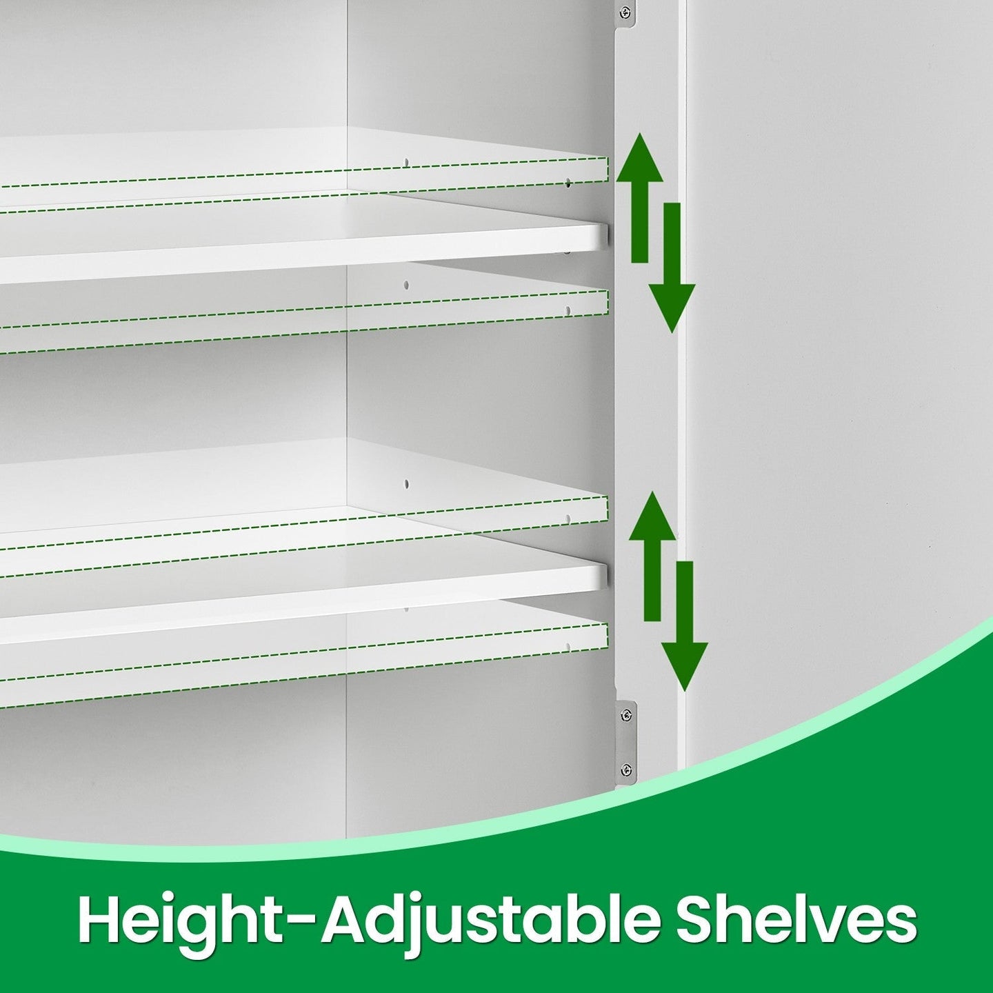 Bathroom Floor Cabinet - Engineered Wood - Cloud White - 100 cm Tall with 2 Doors and 2 Adjustable Shelves