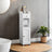 Toilet Paper Holder - Wood - White - Bathroom Organizer with Adjustable Shelf and Waterproof Feet