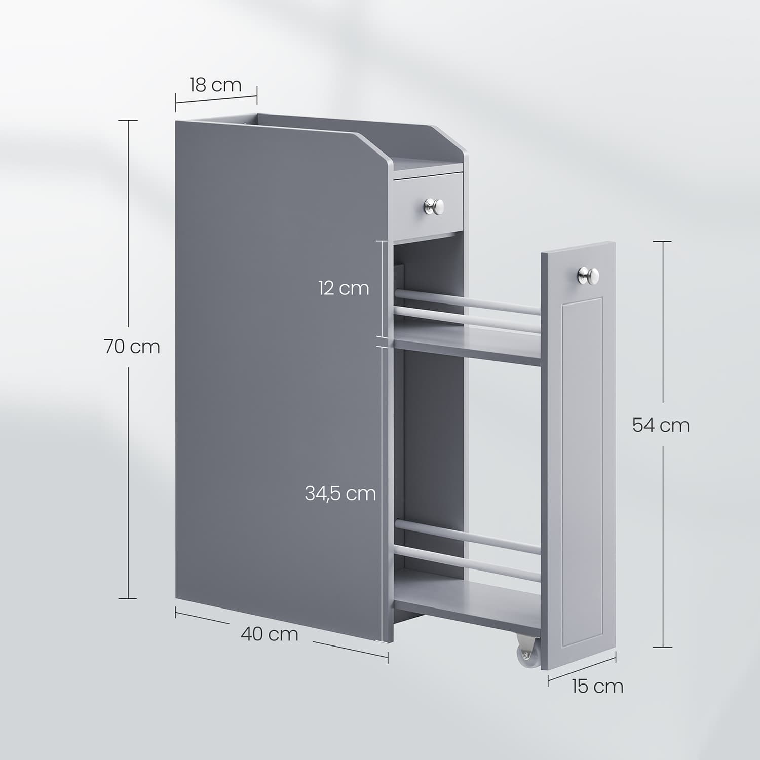 Small Bathroom Cabinet - Wood - Dove Grey - Freestanding Storage Unit for Small Spaces