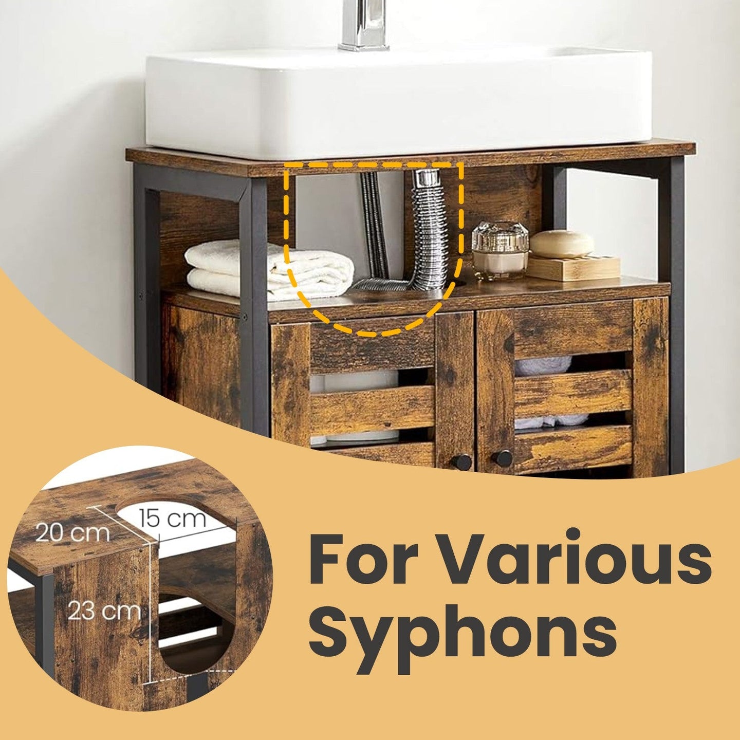 Under Sink Cabinet - 60L - Steel - Open Shelf