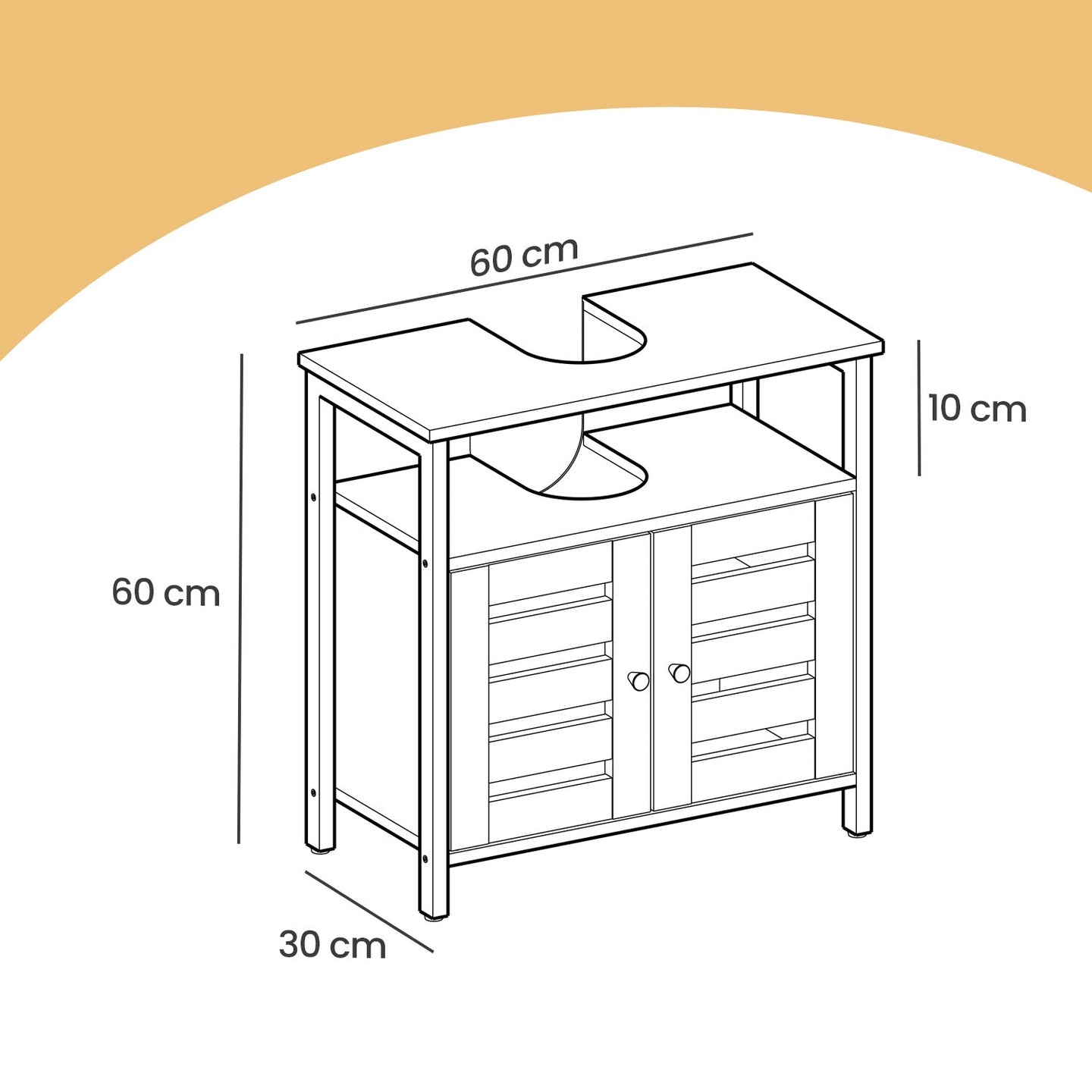 Under Sink Cabinet - 60L - Steel - Open Shelf