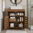 Bathroom Cabinet - Engineered Wood - Rustic Brown - Adjustable Shelf and Louvered Doors for Pedestal Sinks