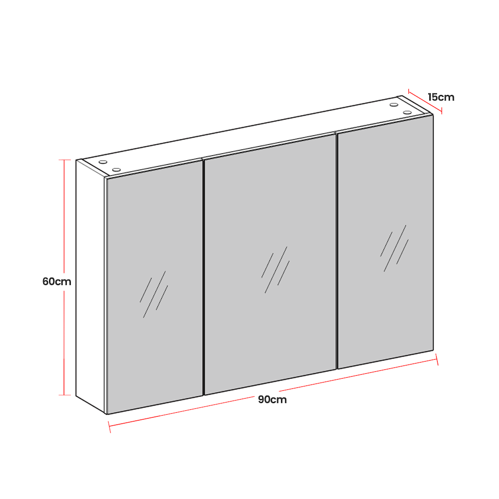 Wall Mirror Cabinet - Wood - White - Adjustable Shelves