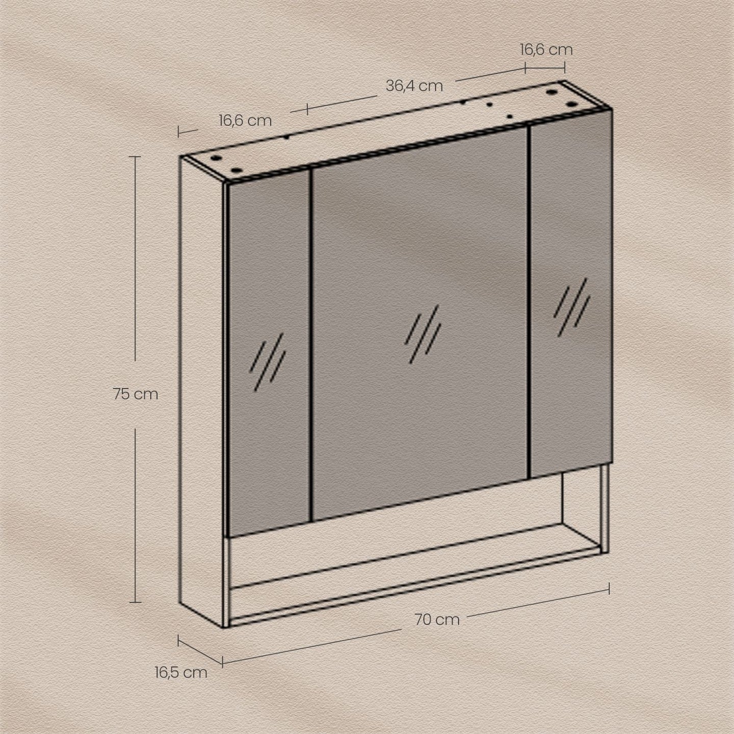 Bathroom Mirror Cabinet - Wood - Cloud White - Adjustable Shelves