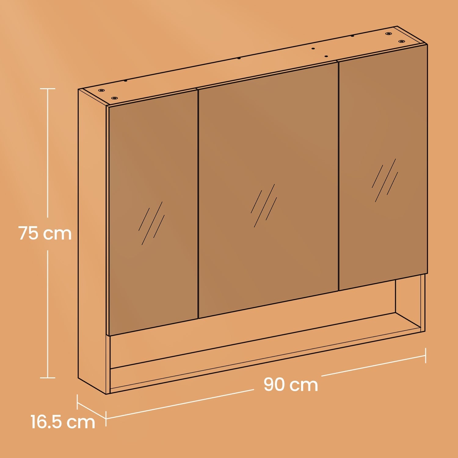 Wall-Mounted Bathroom Mirror Cabinet - Wood - Cloud White - Adjustable Shelving and Open Shelf