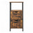 Storage Tower - Wood - Rustic Brown and Black - Slim Design with 3 Drawers and Open Compartment